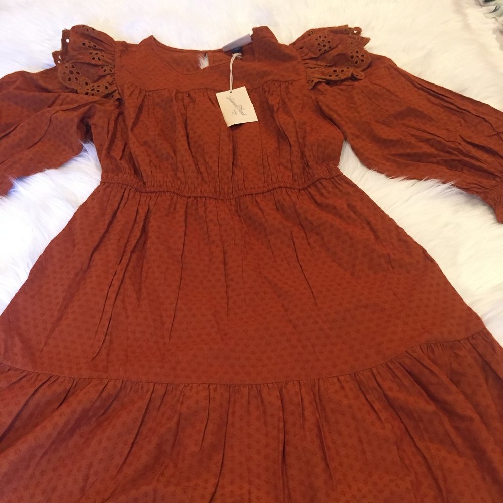 Women's Ruffle Long Sleeve Ruffle Dress - Picture 4 of 4